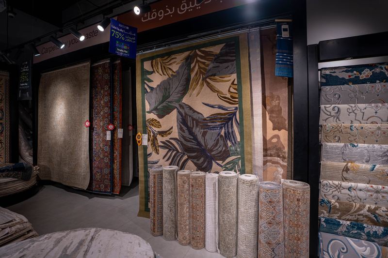 Rugs in a furniture showroom