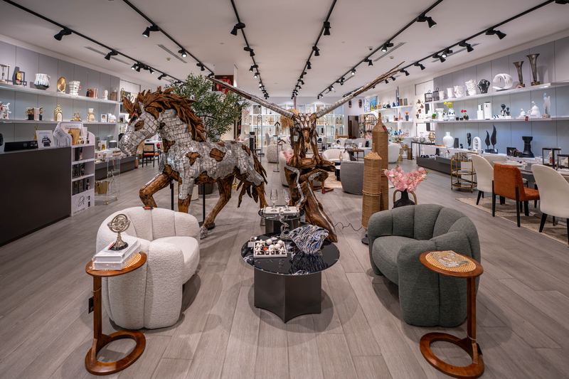 Home décor in a furniture showroom